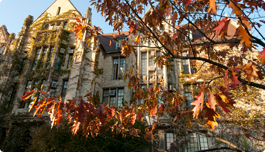 Exterior University buildings during autumn