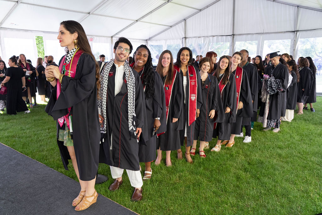 Students line up in anticipation of ceremony