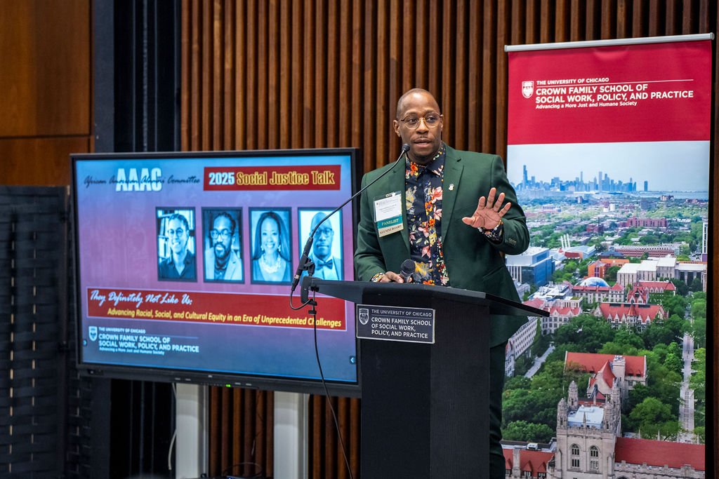 A man speaking at a podium 