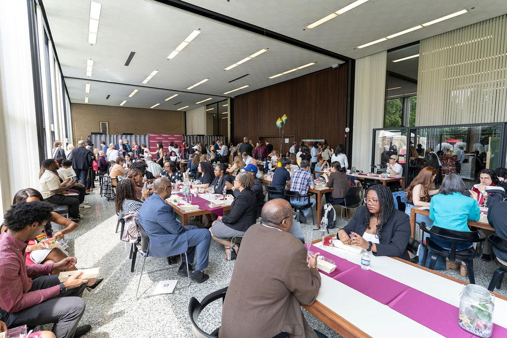 People sitting at table at the reception