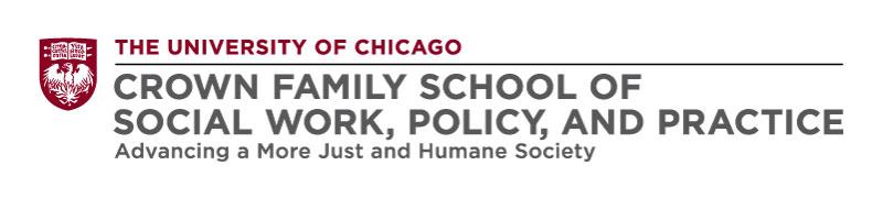 New logo for the University of Chicago Crown Family School of Social Work, Policy, and Practice