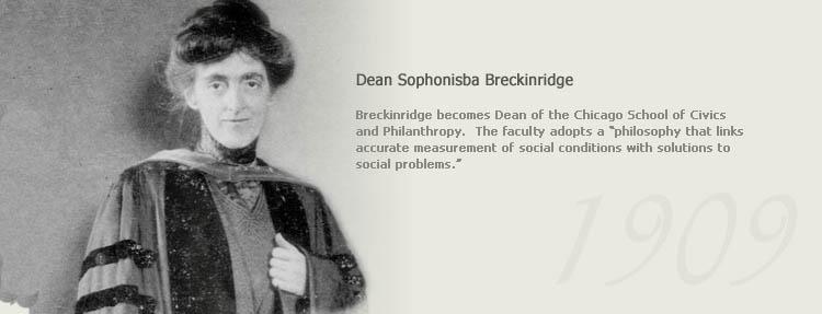 A black and white image of Dean Sophonisba Breckinridge dressed in academic regalia of a gown and hood.