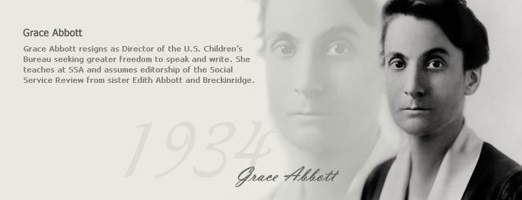 A black and white headshot image of Grace Abbott