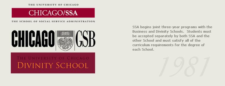 A logo for SSA next to the Business and Divinity Schools' logos