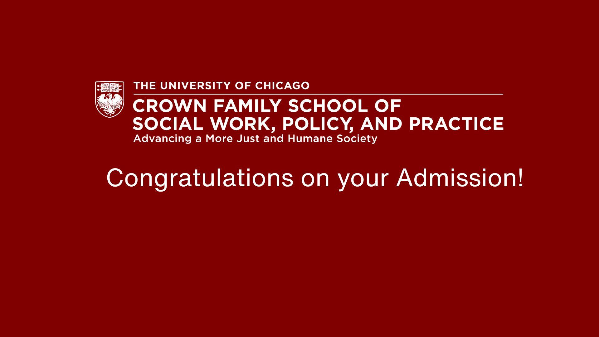 Thumbnail with Logo of the Crown Family School and text that says Congratulations on your Admissions