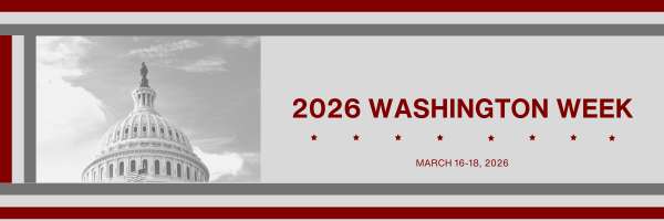 Grey and maroom web site header displaying 2026 Washington Week 