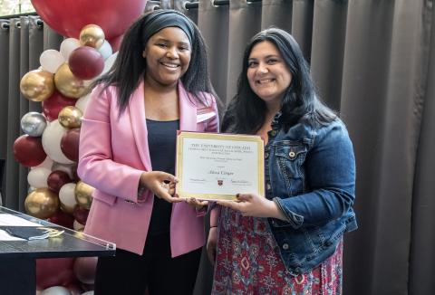Alexa Cinque receives a certificate as editor-in-chief of the Advocates' Forum 2023 