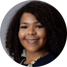 Woman with curly hair smiling